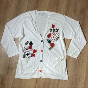 Vintage Blair Playing Card Casino 90s Novelty Heart Spade Cardigan Women’s Large